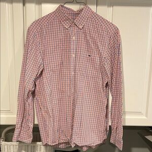 Men's Vineyard Vibes Orange and Blue Checkered Shirt